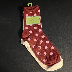 NWT 2PK Kate Spade Pink Polka Dot and Cream Socks